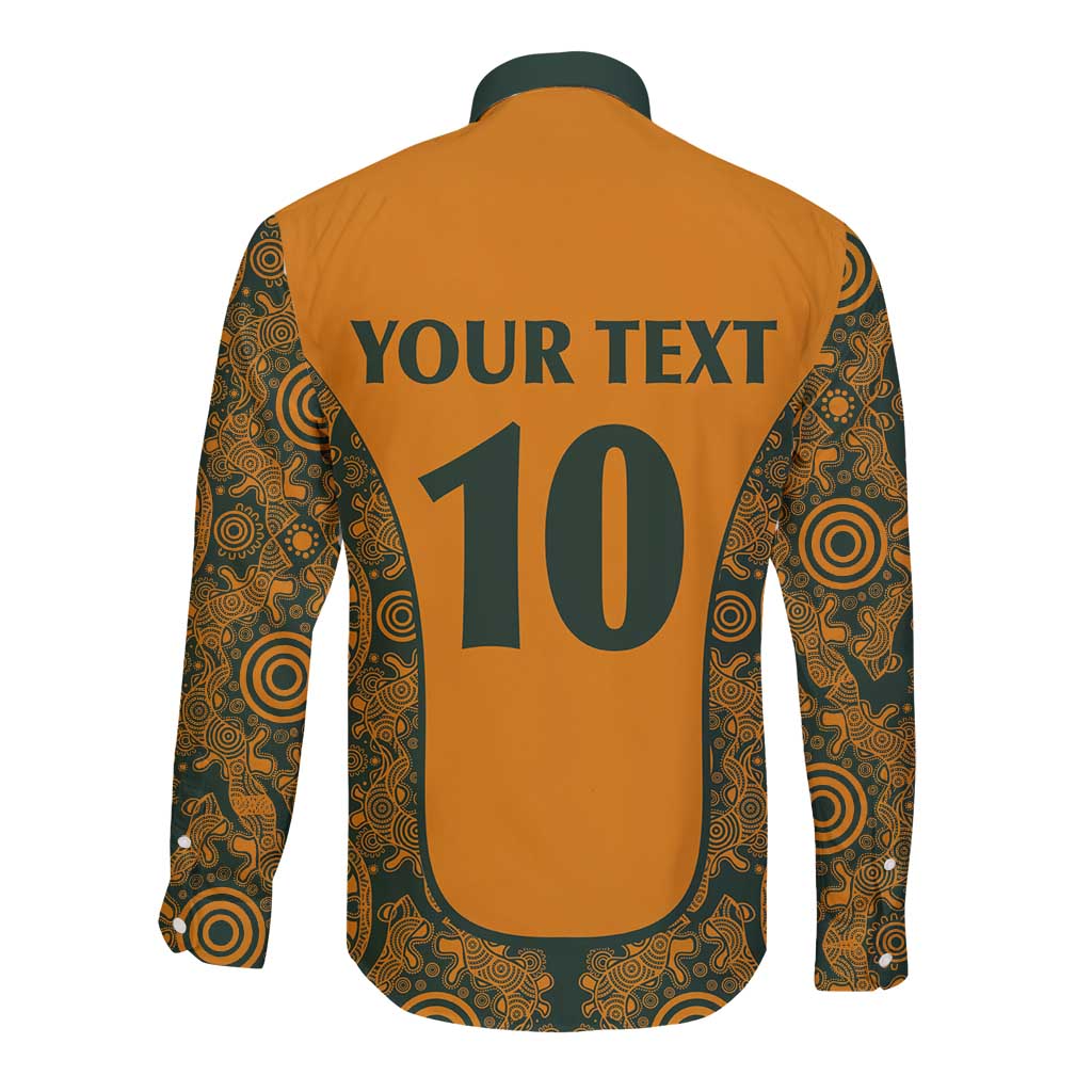 Custom Australia Rugby Championship 2024 Long Sleeve Button Shirt Aboriginal Art Tattoo Pattern LT03 - Polynesian Pride