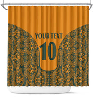 Custom Australia Rugby Championship 2024 Shower Curtain Aboriginal Art Tattoo Pattern LT03 Yellow - Polynesian Pride