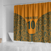 Custom Australia Rugby Championship 2024 Shower Curtain Aboriginal Art Tattoo Pattern LT03 - Polynesian Pride