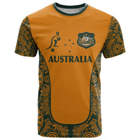 Custom Australia Rugby Championship 2024 T Shirt Aboriginal Art Tattoo Pattern LT03 Yellow - Polynesian Pride