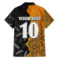 Custom New Zealand and Australia Rugby Championship 2024 Family Matching Long Sleeve Bodycon Dress and Hawaiian Shirt Maori Warrior and Kangaroo Mascot with Fern Aboriginal