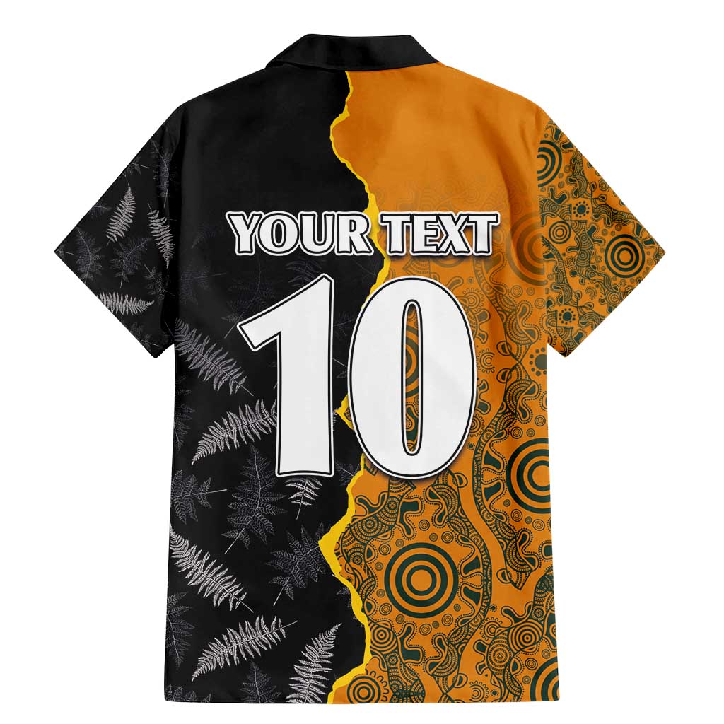 Custom New Zealand and Australia Rugby Championship 2024 Family Matching Mermaid Dress and Hawaiian Shirt Maori Warrior and Kangaroo Mascot with Fern Aboriginal LT03 - Polynesian Pride