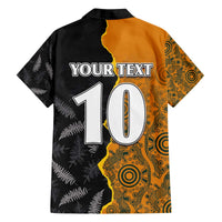 Custom New Zealand and Australia Rugby Championship 2024 Family Matching Off Shoulder Short Dress and Hawaiian Shirt Maori Warrior and Kangaroo Mascot with Fern Aboriginal LT03 - Polynesian Pride