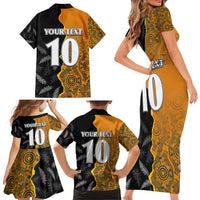 Custom New Zealand and Australia Rugby Championship 2024 Family Matching Short Sleeve Bodycon Dress and Hawaiian Shirt Maori Warrior and Kangaroo Mascot with Fern Aboriginal LT03 - Polynesian Pride
