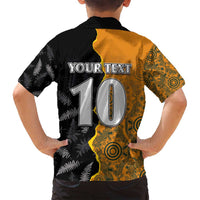 Custom New Zealand and Australia Rugby Championship 2024 Family Matching Summer Maxi Dress and Hawaiian Shirt Maori Warrior and Kangaroo Mascot with Fern Aboriginal LT03 - Polynesian Pride