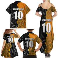 Custom New Zealand and Australia Rugby Championship 2024 Family Matching Summer Maxi Dress and Hawaiian Shirt Maori Warrior and Kangaroo Mascot with Fern Aboriginal LT03 - Polynesian Pride