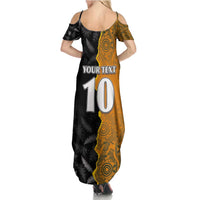 Custom New Zealand and Australia Rugby Championship 2024 Family Matching Summer Maxi Dress and Hawaiian Shirt Maori Warrior and Kangaroo Mascot with Fern Aboriginal LT03 - Polynesian Pride