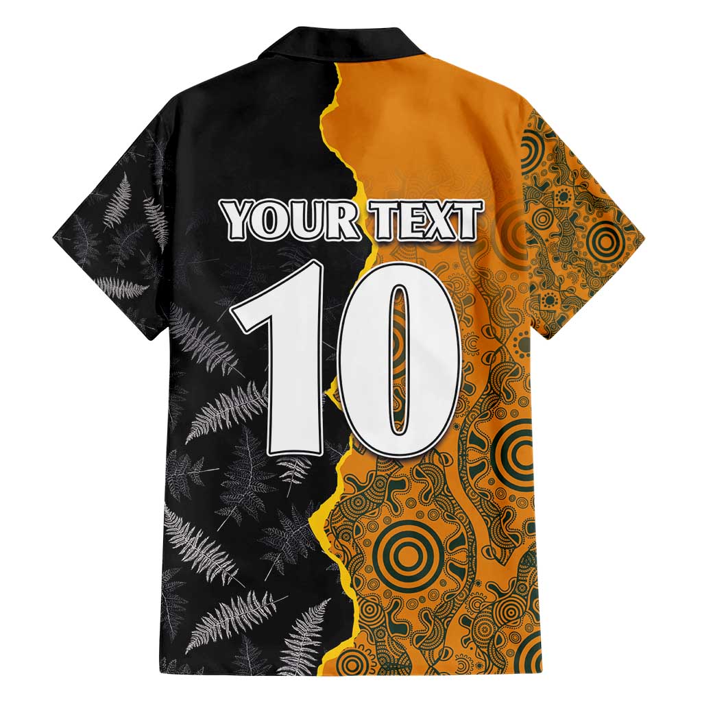 Custom New Zealand and Australia Rugby Championship 2024 Hawaiian Shirt Maori Warrior and Kangaroo Mascot with Fern Aboriginal LT03 - Polynesian Pride