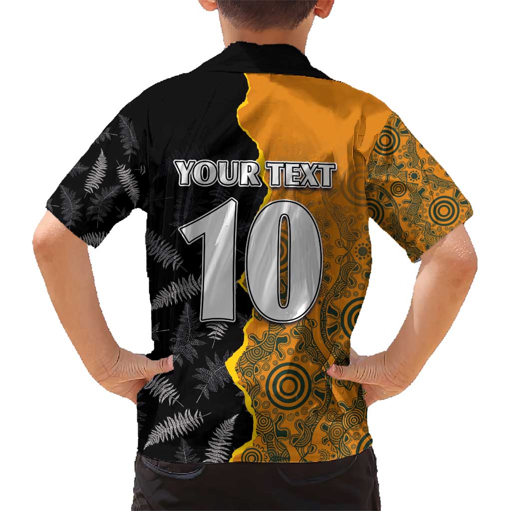 Custom New Zealand and Australia Rugby Championship 2024 Hawaiian Shirt Maori Warrior and Kangaroo Mascot with Fern Aboriginal LT03 - Polynesian Pride