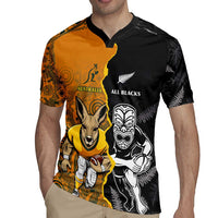 Custom New Zealand and Australia Rugby Championship 2024 Rugby Jersey Maori Warrior and Kangaroo Mascot with Fern Aboriginal