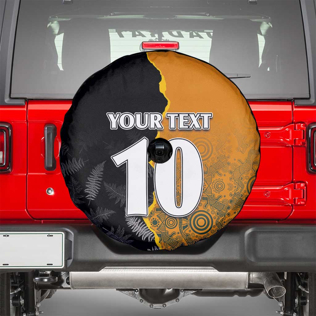 Custom New Zealand and Australia Rugby Championship 2024 Spare Tire Cover Maori Warrior and Kangaroo Mascot with Fern Aboriginal