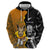 Custom New Zealand and Australia Rugby Championship 2024 Zip Hoodie Maori Warrior and Kangaroo Mascot with Fern Aboriginal