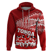 Tonga Rugby Hoodie Sipi Tau Dance Ngatu Pattern LT03 Red - Polynesian Pride