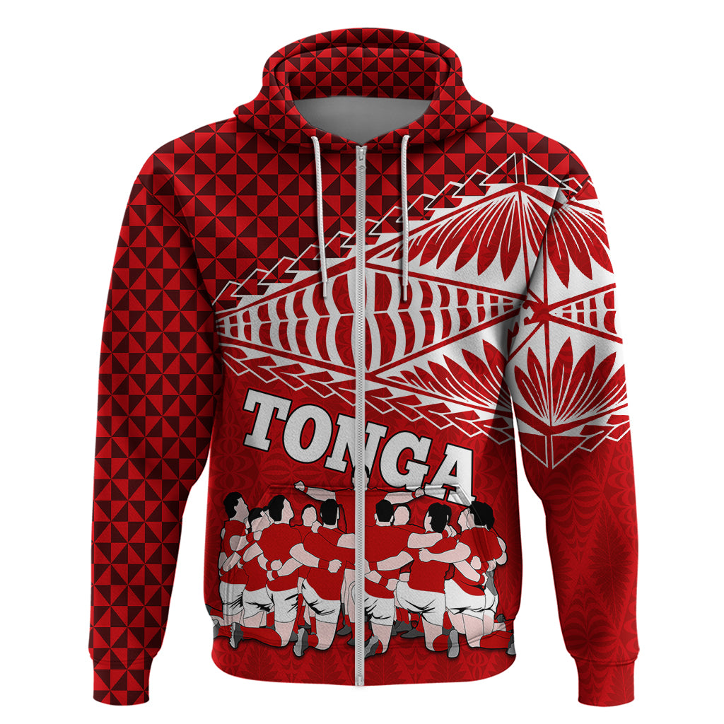 Tonga Rugby Hoodie Sipi Tau Dance Ngatu Pattern LT03 - Polynesian Pride