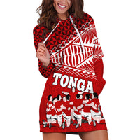 Tonga Rugby Hoodie Dress Sipi Tau Dance Ngatu Pattern LT03 Red - Polynesian Pride