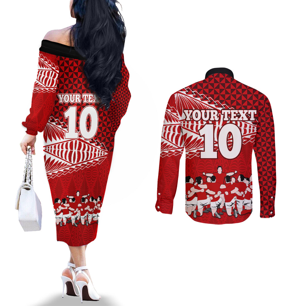 personalised-tonga-rugby-couples-matching-off-the-shoulder-long-sleeve-dress-and-long-sleeve-button-shirts-sipi-tau-dance-ngatu-pattern