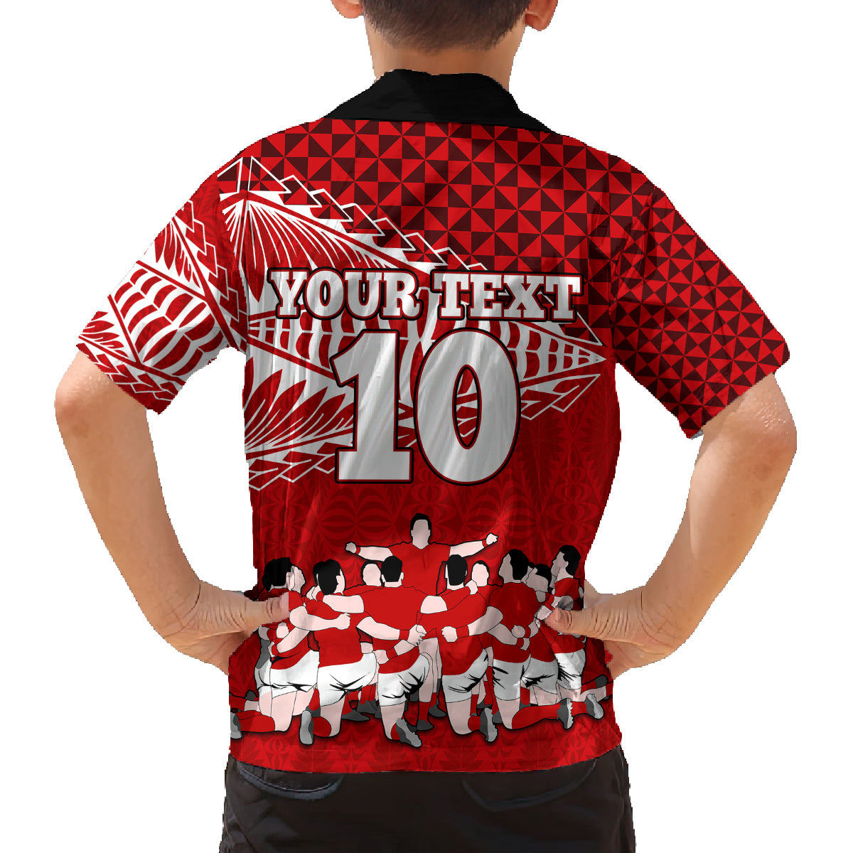 Personalised Tonga Rugby Family Matching Puletasi Dress and Hawaiian Shirt Sipi Tau Dance Ngatu Pattern LT03 - Polynesian Pride