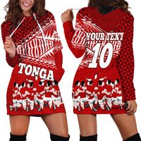 Personalised Tonga Rugby Hoodie Dress Sipi Tau Dance Ngatu Pattern LT03 - Polynesian Pride