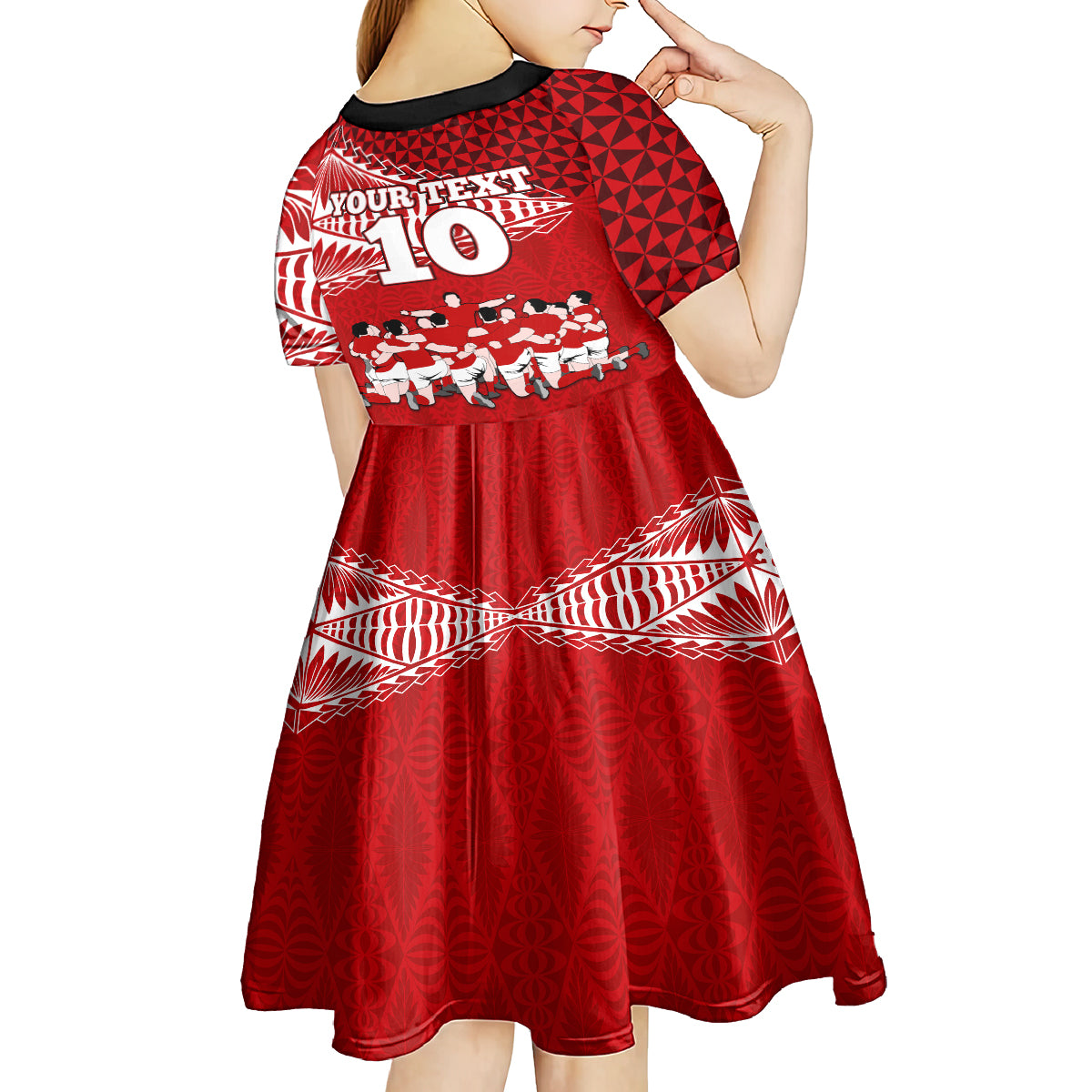 personalised-tonga-rugby-kid-short-sleeve-dress-sipi-tau-dance-ngatu-pattern