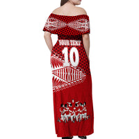 Personalised Tonga Rugby Off Shoulder Maxi Dress Sipi Tau Dance Ngatu Pattern LT03 - Polynesian Pride