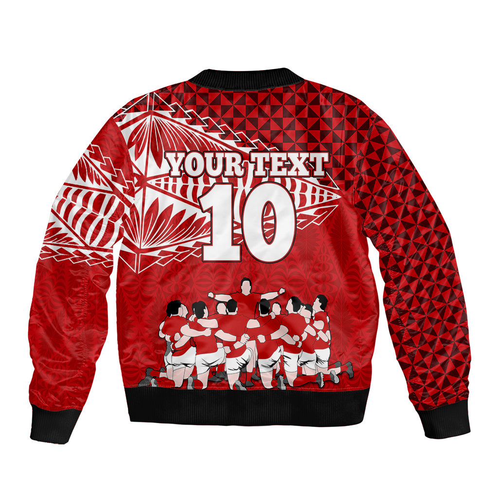personalised-tonga-rugby-sleeve-zip-bomber-jacket-sipi-tau-dance-ngatu-pattern