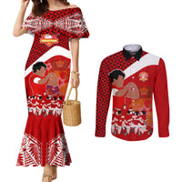 tonga-rugby-couples-matching-mermaid-dress-and-long-sleeve-button-shirts-sipi-tau-dance-coat-of-arms-ngatu-pattern