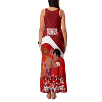 Tonga Rugby Family Matching Tank Maxi Dress and Hawaiian Shirt Sipi Tau Dance Coat of Arms Ngatu Pattern LT03 - Polynesian Pride
