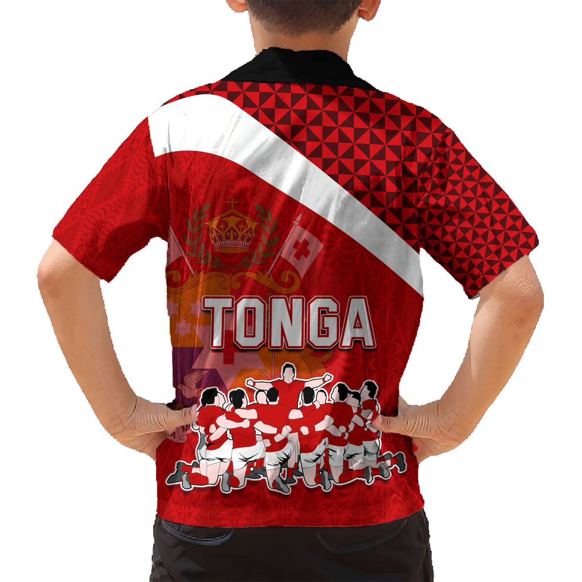 tonga-rugby-hawaiian-shirt-sipi-tau-dance-coat-of-arms-ngatu-pattern