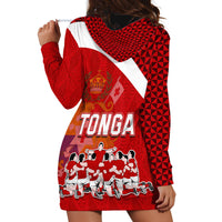Tonga Rugby Hoodie Dress Sipi Tau Dance Coat of Arms Ngatu Pattern LT03 - Polynesian Pride
