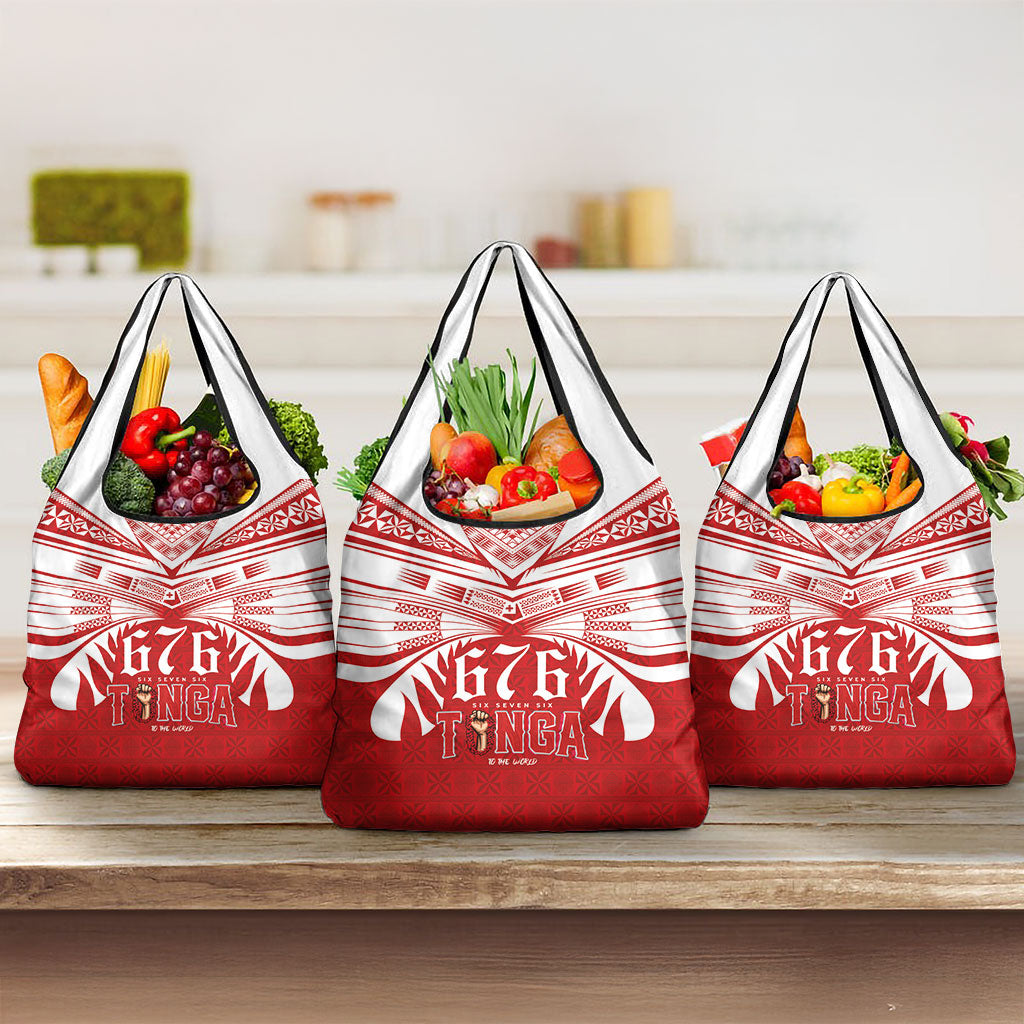 Tonga Rugby Grocery Bag Sipi Tau - Six Seven Six to the World LT03 3-pack One Size Red - Polynesian Pride