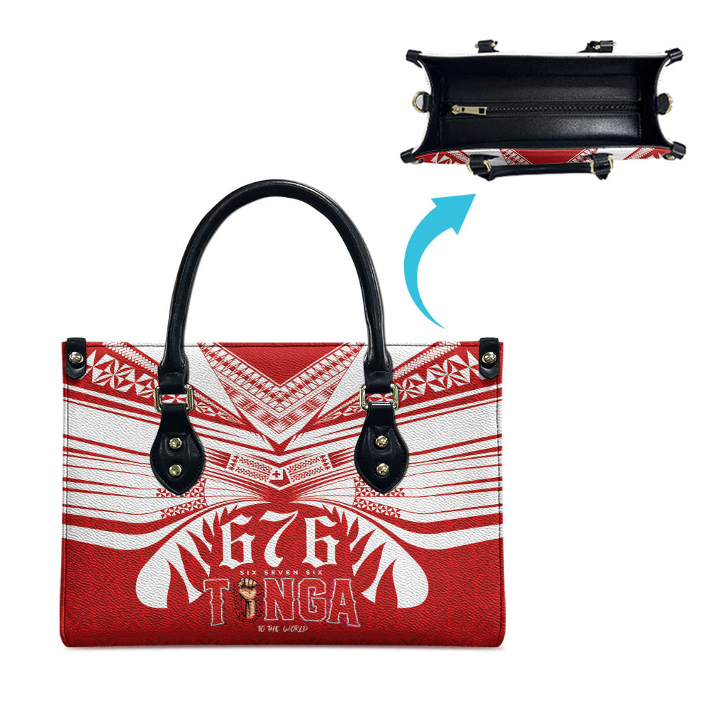 Tonga Rugby Leather Bag Sipi Tau - Six Seven Six to the World LT03 - Polynesian Pride