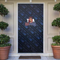 Toa Samoa Rugby Door Cover Siva Tau - Samoan Warriors Pacific Pattern LT03 Navy - Polynesian Pride
