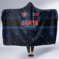 Toa Samoa Rugby Hooded Blanket Siva Tau - Samoan Warriors Pacific Pattern LT03 One Size Navy - Polynesian Pride