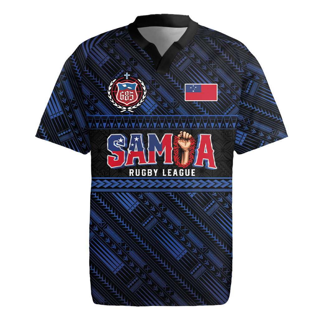 Toa Samoa Rugby Rugby Jersey Siva Tau - Samoan Warriors Pacific Pattern LT03 Navy - Polynesian Pride