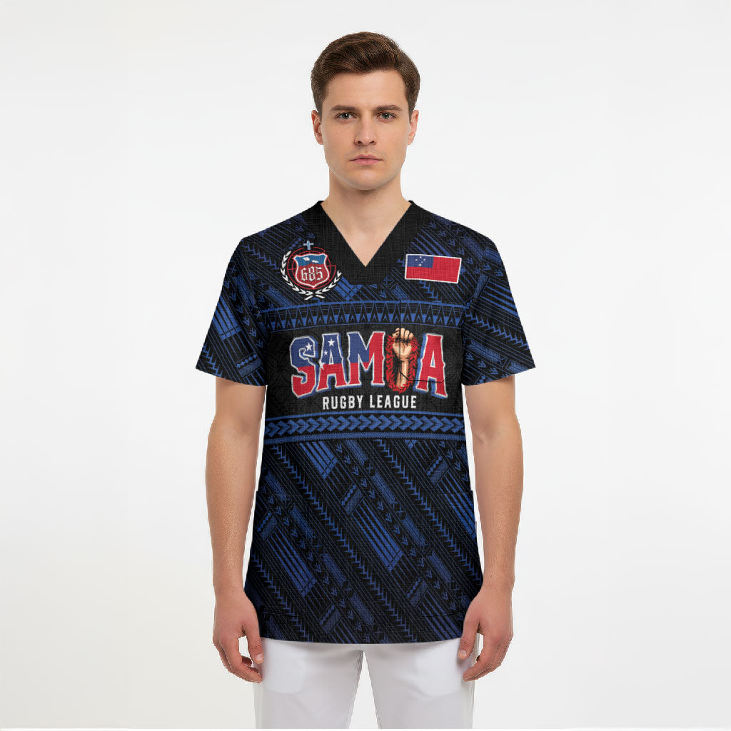Toa Samoa Rugby Scrub Top Siva Tau - Samoan Warriors Pacific Pattern LT03 - Polynesian Pride