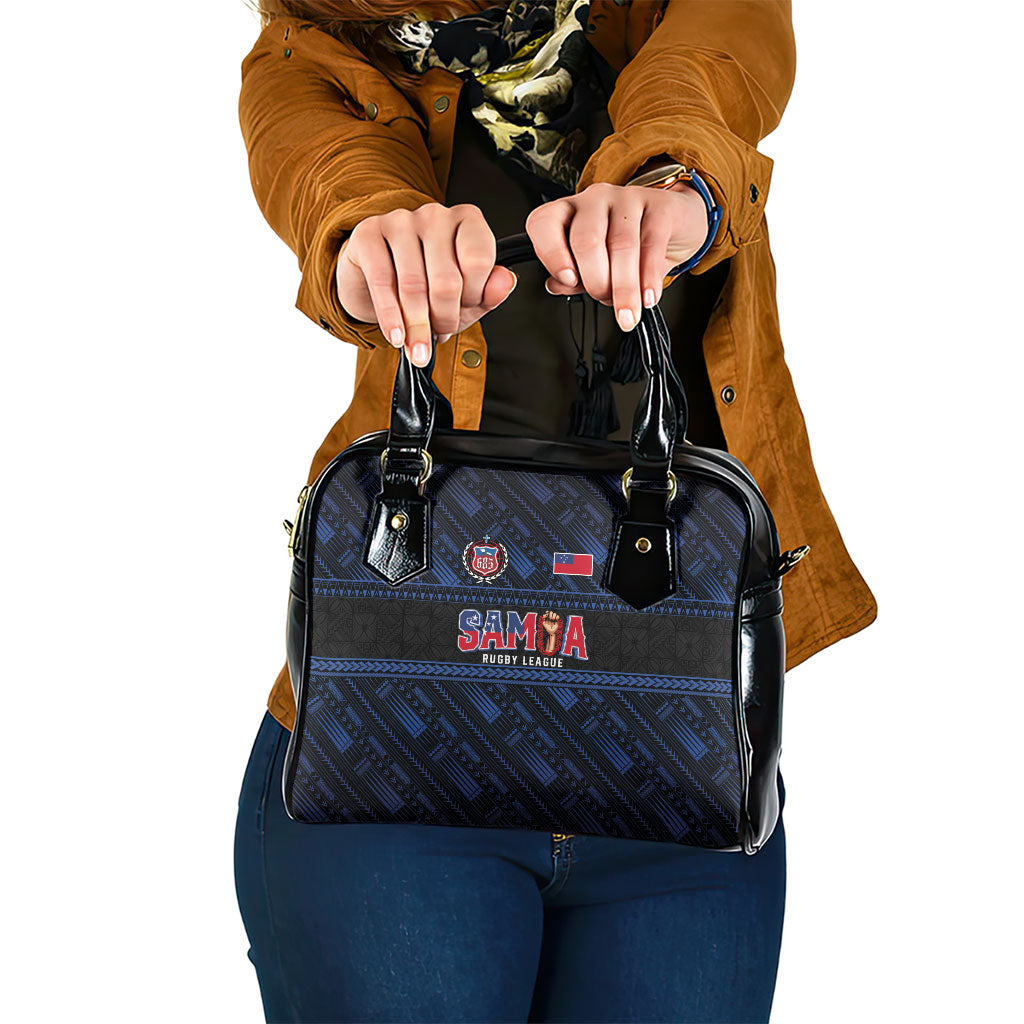 Toa Samoa Rugby Shoulder Handbag Siva Tau - Samoan Warriors Pacific Pattern LT03 One Size Navy - Polynesian Pride