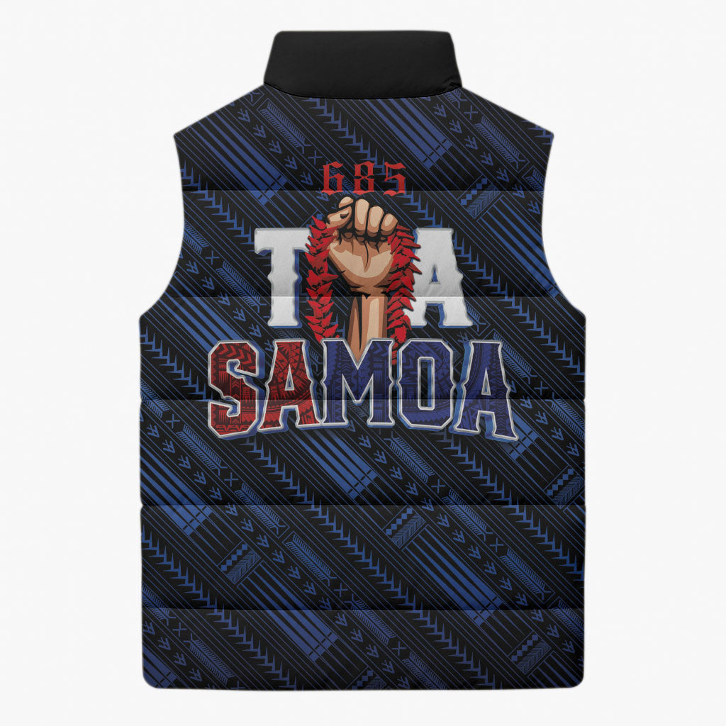 Toa Samoa Rugby Sleeveless Puffer Jacket Siva Tau - Samoan Warriors Pacific Pattern LT03 - Polynesian Pride