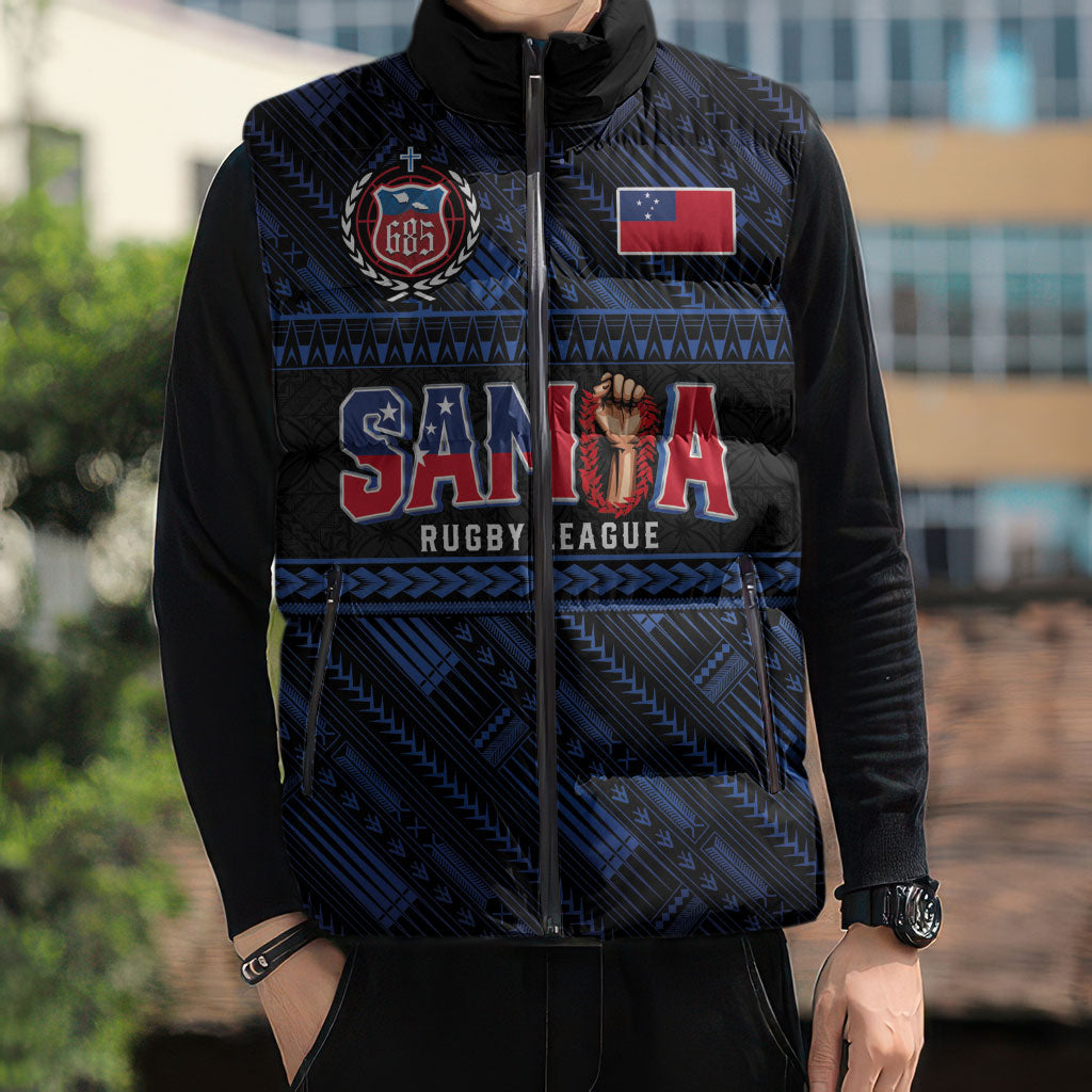 Toa Samoa Rugby Sleeveless Puffer Jacket Siva Tau - Samoan Warriors Pacific Pattern LT03 - Polynesian Pride
