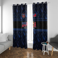 Toa Samoa Rugby Window Curtain Siva Tau - Samoan Warriors Pacific Pattern LT03 With Grommets Navy - Polynesian Pride