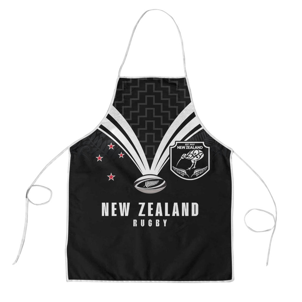 New Zealand Maori Rugby Apron Aotearoa Tribal Motif Retro Concept LT03 Black - Polynesian Pride