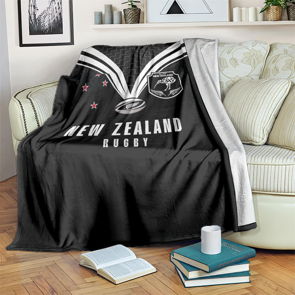 New Zealand Maori Rugby Blanket Aotearoa Tribal Motif Retro Concept LT03 Black - Polynesian Pride