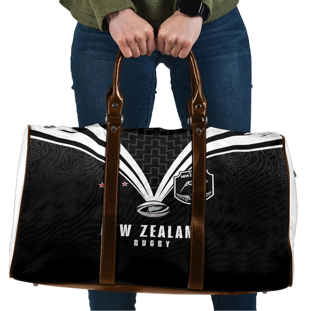 New Zealand Maori Rugby Travel Bag Aotearoa Tribal Motif Retro Concept LT03 Black - Polynesian Pride