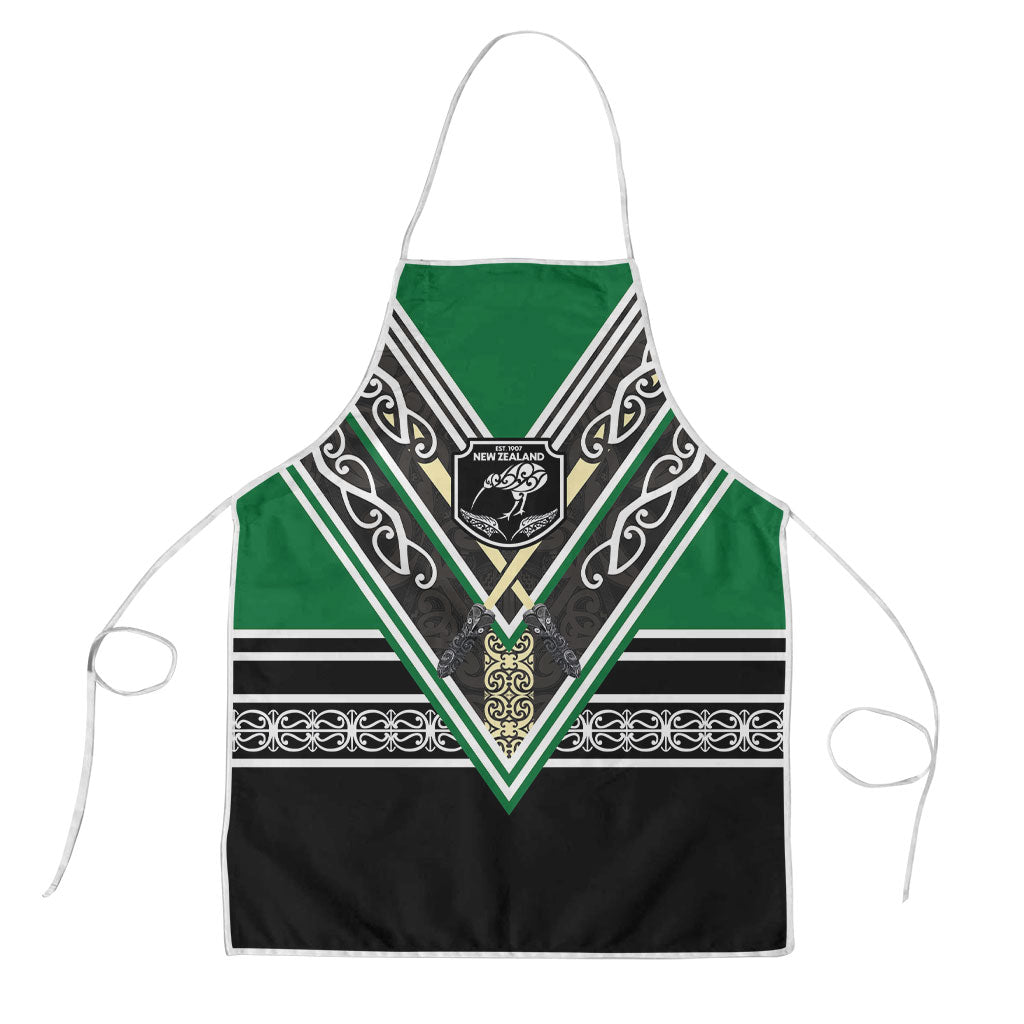 New Zealand Maori Rugby Apron Aotearoa Koru Geometric - Naturalistic Green LT03 Green - Polynesian Pride