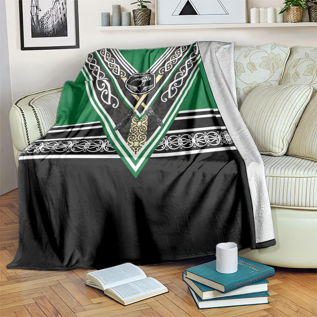 New Zealand Maori Rugby Blanket Aotearoa Koru Geometric - Naturalistic Green LT03 Green - Polynesian Pride