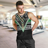 New Zealand Maori Rugby Custom Men Tank Top Aotearoa Koru Geometric - Naturalistic Green LT03 Green - Polynesian Pride