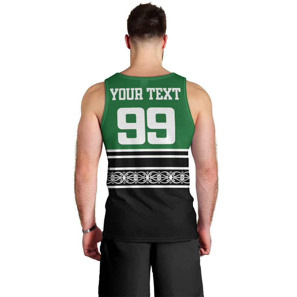 New Zealand Maori Rugby Custom Men Tank Top Aotearoa Koru Geometric - Naturalistic Green LT03 - Polynesian Pride