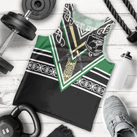 New Zealand Maori Rugby Custom Men Tank Top Aotearoa Koru Geometric - Naturalistic Green LT03 - Polynesian Pride