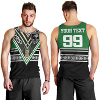 New Zealand Maori Rugby Custom Men Tank Top Aotearoa Koru Geometric - Naturalistic Green LT03 - Polynesian Pride