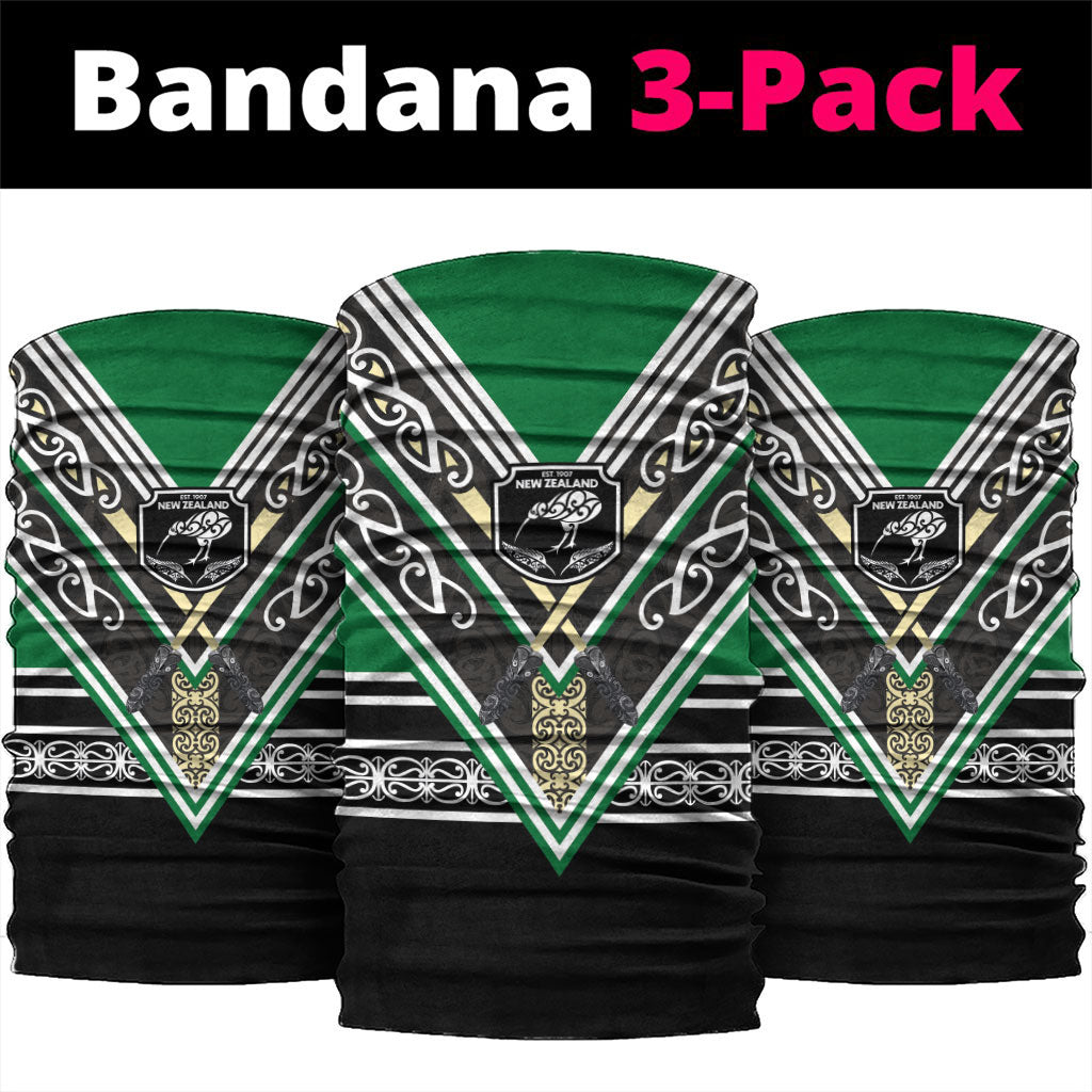 New Zealand Maori Rugby Neck Gaiter Aotearoa Koru Geometric - Naturalistic Green LT03 package One Size: 25*50cm Green - Polynesian Pride
