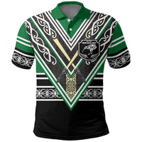 New Zealand Maori Rugby Custom Polo Shirt Aotearoa Koru Geometric - Naturalistic Green LT03 Green - Polynesian Pride